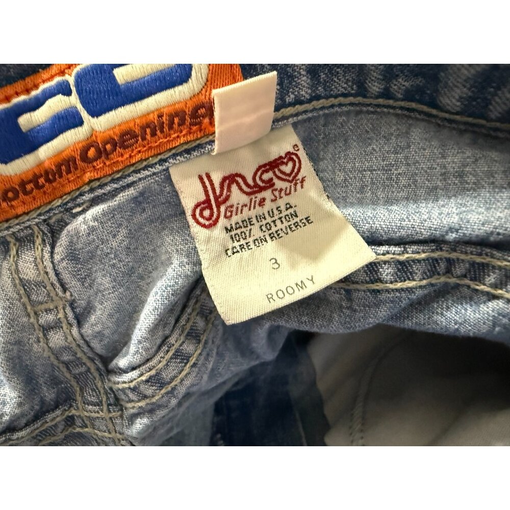 JNCO Girlie Stuff wide leg Jeans Size 3 Waist 26"  Embroidered Logos 90's vintag - Picture 6 of 7